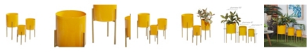 Rosemary Lane Set of 3 Yellow Metal Contemporary Planter, 12", 14", 18"